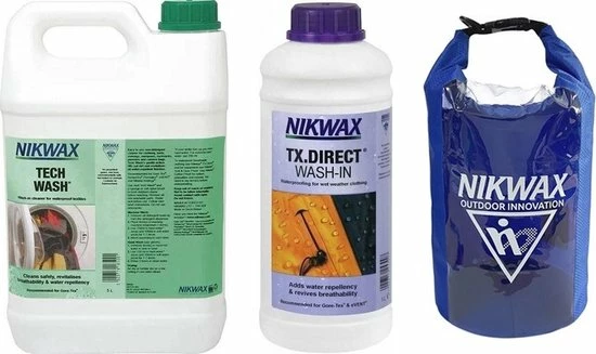 Beste deal 🥰 Nikwax Tech Wash Wasmiddel 5L & Nikwax Tx.Direct 1L Impregneermiddel - 2-Pack + Extra Dry Bag 10L 🌟 3 Beste deal 🥰 Nikwax Tech Wash Wasmiddel 5L & Nikwax Tx.Direct 1L Impregneermiddel - 2-Pack + Extra Dry Bag 10L 🌟