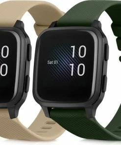Coupon ๐งจ Kwmobile 2x Armband Voor Garmin Venu Sq Music / Sq - Bandjes Voor Fitnesstracker In Donkergroen / Beige ๐