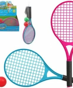 Goedkoop 😀 Merkloos Tennisset Blauw/rood Met Rackets En 2 Ballen 39 Cm Voor Kinderen - Voordelige Tennis Set - Buitenspeelgoed ❤️