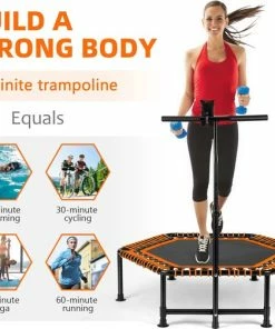 Groothandel 😀 FOXSPORT Trampoline - Jump - Fitness - Volwassene Of Kindertrampoline - Met Telefoonhouder - Fitness Trampoline Met Handvat - Mini Trampoline - Kleine Trampoline - Sport Trampoline - Inclusief Handgrip - Fitnesstrampolines - Vereist Montage - 123 Cm ✨ -Nijdam Shop 550x503