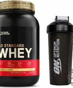 Groothandel ⌛ Optimum Nutrition Gold Standard 100% Whey Protein Bundel - French Vanilla Proteine Poeder + ON Shakebeker - 900 Gram (28 Servings) ❤️