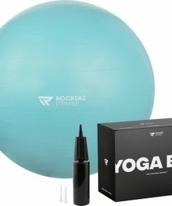 Kopen 😀 Rockerz Fitness® - Yoga Bal Inclusief Pomp - Pilates Bal - Fitness Bal - Zwangerschapsbal - Goede Houding Bij Het Thuiswerken - 75 Cm - Kleur: Turquoise 💯