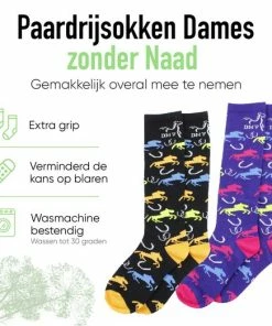 Groothandel ✨ Dmv Paardrijsokken Dames Zonder Naad - Maat 39-42 – Naadloze Ruitersokken Met Paardenprint - Ruitersport Kleding - Katoen - Paars ✔️ -Nijdam Shop 550x523 11