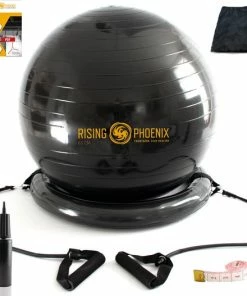 Groothandel 💯 Rising-Phoenix RP® Fitness Bal Yoga Zitbal Fitnessbal Gymbal Pilates Yogabal Balansbal - Tas, Steunring & Resistance Bands - Handpomp & Ebook 🥰