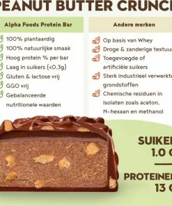 Beste recensies van 🎉 ALPHA FOODS Vegan Protein Bars 15 X 55g | Pindakaas Crunch | Sappige Vegan Protein Bars Zonder Suiker | Laag In Suiker, Hoog Eiwit Met Chocolade | Doos Van 15 Repen 😉 -Nijdam Shop 550x528