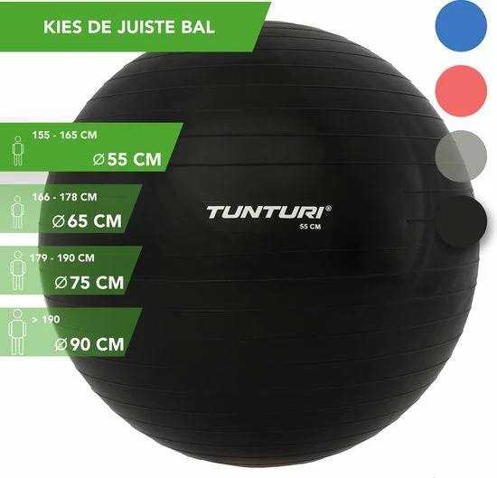 Aanbiedingen π Tunturi Fitnessbal - Gymball - Swiss Ball - 55 Cm - Incl. Pomp - Zwart - Incl. Gratis Fitness App π€© 4 Aanbiedingen π Tunturi Fitnessbal - Gymball - Swiss Ball - 55 Cm - Incl. Pomp - Zwart - Incl. Gratis Fitness App π€© - Afbeelding 2