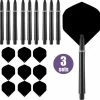 Beste Verkoop 🌟 ABC Darts - Dart Flights En Dart Shafts - Zwart - 3 Sets 😀