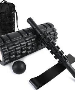 Beste Verkoop 🤩 U-Fit One U Fit One 4 Delige Foam Roller Set - Trigger Point Massage Roller - Massage Bal - Fitness - Yoga - Fascia - Bindweefsel - Zwart ⌛