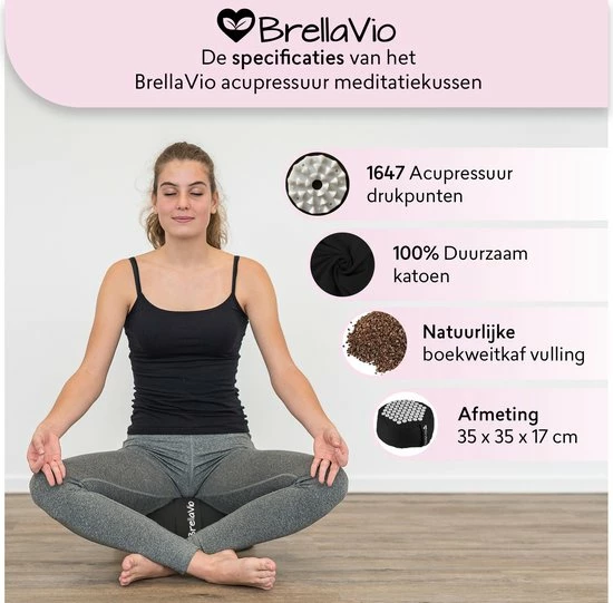 Korting ๐ BrellaVio Acupressuur Meditatiekussen Met Boekweit Vulling - 35x17 Cm - Zwart - Rond En Hoog Yoga Kussen ๐งจ 8 Korting ๐ BrellaVio Acupressuur Meditatiekussen Met Boekweit Vulling - 35x17 Cm - Zwart - Rond En Hoog Yoga Kussen ๐งจ - Afbeelding 6