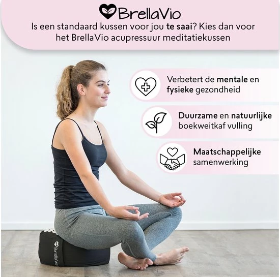 Korting ๐ BrellaVio Acupressuur Meditatiekussen Met Boekweit Vulling - 35x17 Cm - Zwart - Rond En Hoog Yoga Kussen ๐งจ 4 Korting ๐ BrellaVio Acupressuur Meditatiekussen Met Boekweit Vulling - 35x17 Cm - Zwart - Rond En Hoog Yoga Kussen ๐งจ - Afbeelding 2