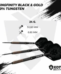 Nieuw 🥰 KOTO Kingfinity Black & Gold 90% - Dartpijlen - 24 Gram - Tungsten Darts - Zwart & Goud 🛒 -Nijdam Shop 550x550 150