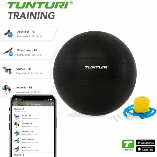 Aanbiedingen π Tunturi Fitnessbal - Gymball - Swiss Ball - 55 Cm - Incl. Pomp - Zwart - Incl. Gratis Fitness App π€© 7 Aanbiedingen π Tunturi Fitnessbal - Gymball - Swiss Ball - 55 Cm - Incl. Pomp - Zwart - Incl. Gratis Fitness App π€© - Afbeelding 5