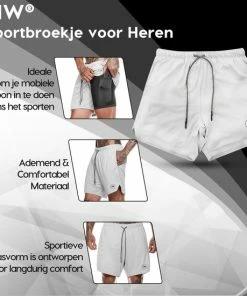 Kopen 🎉 MW® Sportbroek Voor Heren - Gym Broek Met Mobiel Zak - 2 In 1 Shorts - Hardloopbroek - (Grijs - M) 🌟 -Nijdam Shop 550x550 411