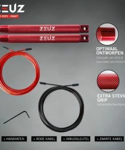 Aanbiedingen ⭐ ZEUZ® Professioneel Crossfit & Fitness Springtouw – Verstelbaar – Volwassenen – Speed Sport Touw & Speedrope – Rood - Verbeter Je Conditie, Snelheid En Kracht Door Deze Jump Rope Met Kogellagers ✨ -Nijdam Shop 550x550 418