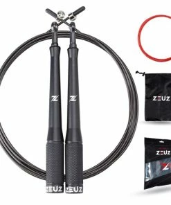 Gloednieuw 😉 ZEUZ® Professioneel Crossfit & Fitness Springtouw – Verstelbaar – Speed Rope – Volwassenen – SR-2 - Zwart 🔔