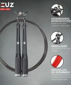 Gloednieuw 😉 ZEUZ® Professioneel Crossfit & Fitness Springtouw – Verstelbaar – Speed Rope – Volwassenen – SR-2 - Zwart 🔔 -Nijdam Shop 550x550 508