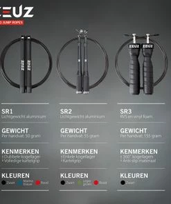 Gloednieuw 😉 ZEUZ® Professioneel Crossfit & Fitness Springtouw – Verstelbaar – Speed Rope – Volwassenen – SR-2 - Zwart 🔔 -Nijdam Shop 550x550 513