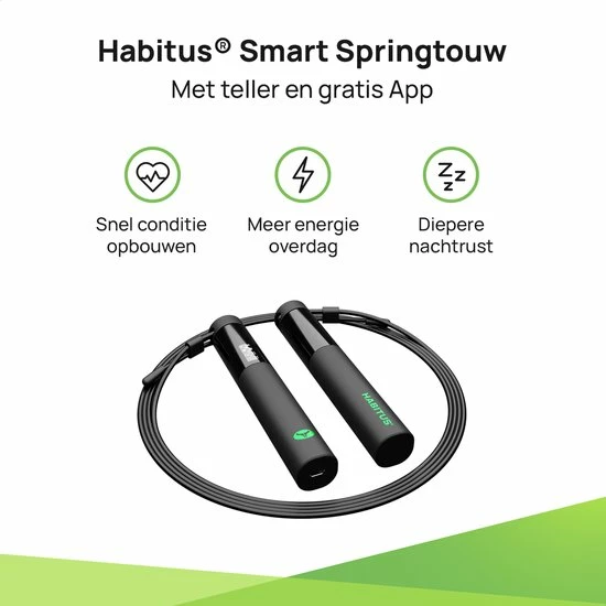 Promo ๐ Habitus Workout Springtouw Met Teller - Incl. App - Verstelbaar Sport Speedrope - Volwassenen - Digitaal - USB Oplaadbaar - Zwart ๐ 5 Promo ๐ Habitus Workout Springtouw Met Teller - Incl. App - Verstelbaar Sport Speedrope - Volwassenen - Digitaal - USB Oplaadbaar - Zwart ๐ - Afbeelding 3