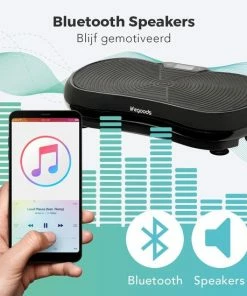 Beste Verkoop 🔥 LifeGoods Trilplaat - Bluetooth Speaker - 180 Niveaus - Fitness Weerstandskabels - Afstandsbediening - Zwart ✨ -Nijdam Shop 550x550 545