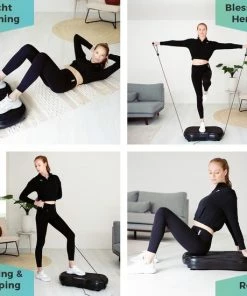 Beste Verkoop 🔥 LifeGoods Trilplaat - Bluetooth Speaker - 180 Niveaus - Fitness Weerstandskabels - Afstandsbediening - Zwart ✨ -Nijdam Shop 550x550 547