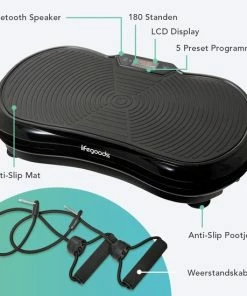 Beste Verkoop 🔥 LifeGoods Trilplaat - Bluetooth Speaker - 180 Niveaus - Fitness Weerstandskabels - Afstandsbediening - Zwart ✨ -Nijdam Shop 550x550 549