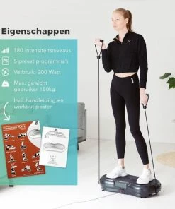 Beste Verkoop 🔥 LifeGoods Trilplaat - Bluetooth Speaker - 180 Niveaus - Fitness Weerstandskabels - Afstandsbediening - Zwart ✨ -Nijdam Shop 550x550 550