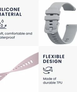 Promo ???? Kwmobile 2x Armband Voor Garmin Venu Sq Music / Sq - Bandjes Voor Fitnesstracker In Grijs / Oudroze ???? -Nijdam Shop 550x550 642
