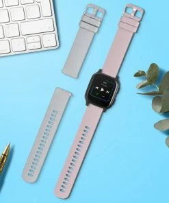Promo ???? Kwmobile 2x Armband Voor Garmin Venu Sq Music / Sq - Bandjes Voor Fitnesstracker In Grijs / Oudroze ???? -Nijdam Shop 550x550 644