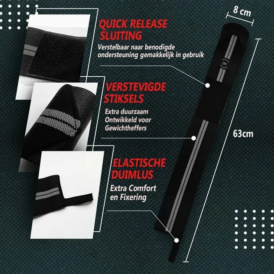 Flash-uitverkoop ๐ DK.® Wrist Wraps Voor Fitness & Crossfit - Polsbanden Voor Krachttraining - Polsbrace - Polsbandage - 2 Stuks - Grijs/Zwart ๐ 4 Flash-uitverkoop ๐ DK.® Wrist Wraps Voor Fitness & Crossfit - Polsbanden Voor Krachttraining - Polsbrace - Polsbandage - 2 Stuks - Grijs/Zwart ๐ - Afbeelding 2