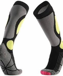 Promo 🎉 MyStand Skisokken - Wintersportsokken - Skiën Snowboarden Of Wandelen - Wintersokken Compressie - Dames/Heren - One Size - Maat 37 Tot 47 - Geel 🔥