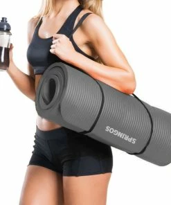 Korting 🌟 Springos Yoga Mat | Fitnessmat | Premium Kwaliteit | Anti Slip | Extra Dik (15 Mm) | 61 X 183 X 1.5 Cm | Grijs 🧨 -Nijdam Shop 550x558 10