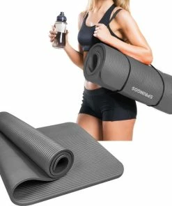 Korting 🌟 Springos Yoga Mat | Fitnessmat | Premium Kwaliteit | Anti Slip | Extra Dik (15 Mm) | 61 X 183 X 1.5 Cm | Grijs 🧨