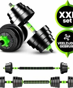Gloednieuw ⭐ Venom Sports Verstelbare Dumbbell Set Tot 20kg - Professionele 2-in-1 Halterset Gewichten - Gebruiksvriendelijke Fitness Stang - Groen 🛒