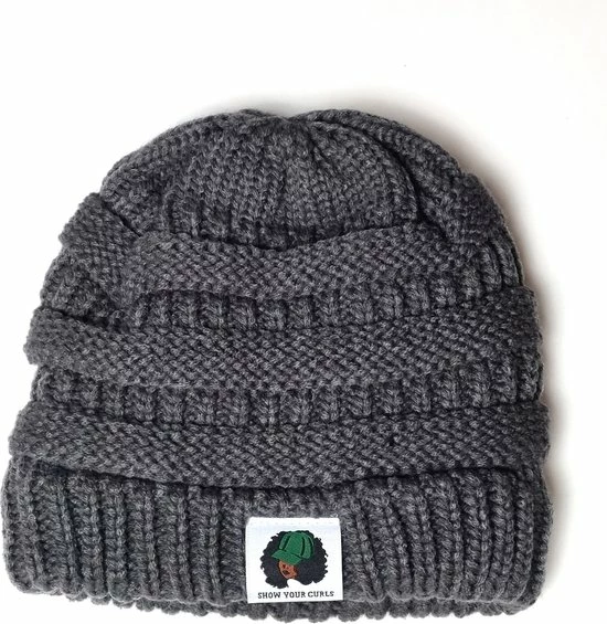 Coupon ๐งจ Show Your Curls | Gebreide Slouchy Muts | Beanie | Satijn Gevoerd | Dames | Krullend Haar Producten | Donkergrijs โค๏ธ 4 Coupon ๐งจ Show Your Curls | Gebreide Slouchy Muts | Beanie | Satijn Gevoerd | Dames | Krullend Haar Producten | Donkergrijs โค๏ธ - Afbeelding 2