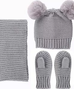 Hete verkoop 👏 Merkloos Muts, Sjaal, Handschoenen Grijs - Wintermuts, Sjaal En Wanten - 2 Tot 4 Jaar - Muts Met Twee Pompoms- Grijs 🛒 -Nijdam Shop 550x566 6