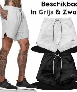 Kopen 🎉 MW® Sportbroek Voor Heren - Gym Broek Met Mobiel Zak - 2 In 1 Shorts - Hardloopbroek - (Grijs - M) 🌟 -Nijdam Shop 550x569 4
