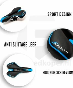 Nieuw 👏 Voltano Sport Fietszadel – Gel Trekking Zadel – Met Uitsparing – Unisex - Zwart / Blauw - Incl. Gratis Zadelstrop 🥰 -Nijdam Shop 550x571 5