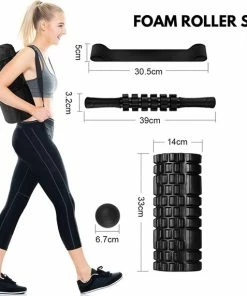 Beste Verkoop 🤩 U-Fit One U Fit One 4 Delige Foam Roller Set - Trigger Point Massage Roller - Massage Bal - Fitness - Yoga - Fascia - Bindweefsel - Zwart ⌛ -Nijdam Shop 550x572 1