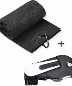 Coupon 🎉 Jobber Sports Jobber - SET - Golf - Handdoek - Pitchfork Golf 4 In 1 - Zwart 😀