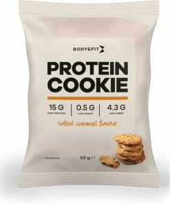 Begroting 👍 Body & Fit Protein Cookie - Proteine Koek - Suikerarme Eiwitkoekjes - Whey Protein - 50 Gram (1 Koekje) - Salted Caramel 🎁