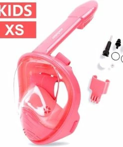 Hete verkoop 🔔 Campingwise Full Face Duikmasker - Kids - Maat XS - Roze 🌟