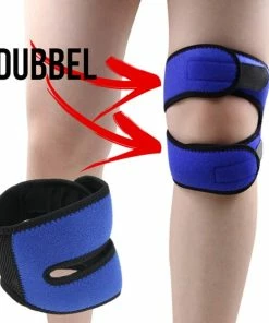 Kopen 😉 Merkloos Allernieuwste 1x Dubbele Patellaband Kniepeesband BLAUW - Patellabrace Kniebrace - Knieband Sport Fitness - Kniepijn Knieklachten - Elastische Verstelbare Kniebrace - BLAUW 🧨
