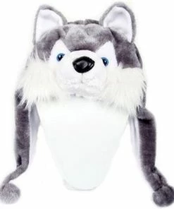 Beste Verkoop 🎉 KIMU Husky Wolf Muts Flappen Oortjes Grijs - Hond Flapmuts Pluche Laplander 🥰
