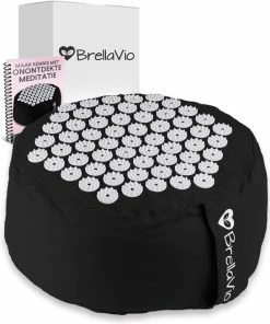 Korting ๐ BrellaVio Acupressuur Meditatiekussen Met Boekweit Vulling - 35x17 Cm - Zwart - Rond En Hoog Yoga Kussen ๐งจ