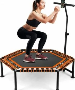 Groothandel ๐ FOXSPORT Trampoline - Jump - Fitness - Volwassene Of Kindertrampoline - Met Telefoonhouder - Fitness Trampoline Met Handvat - Mini Trampoline - Kleine Trampoline - Sport Trampoline - Inclusief Handgrip - Fitnesstrampolines - Vereist Montage - 123 Cm โจ