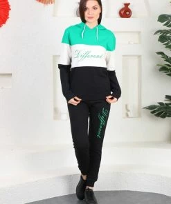 Coupon 🛒 Merkloos Dames Trainingspak- Sport Kleding- Tracksuit- Joggingpak- Huispak- 2- Delig- Groen, Wit, Zwart- Maat S 🌟 -Nijdam Shop 550x825 18